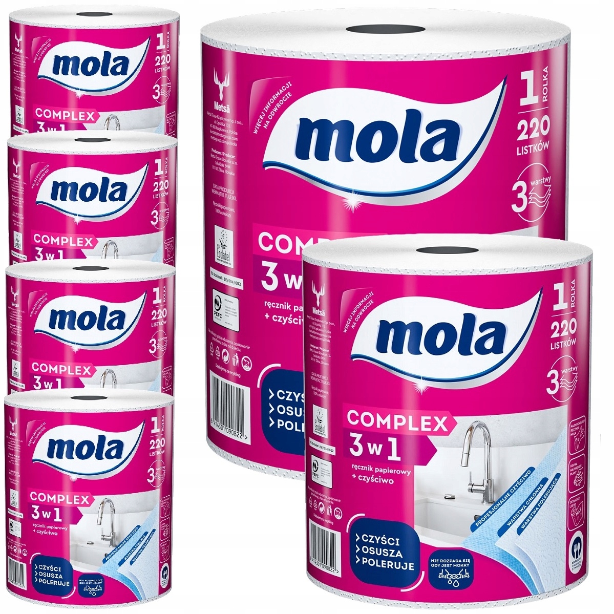 Ręcznik kuchenny papierowy i Czyściwo w jednym Mola Complex 3w1 celuloza