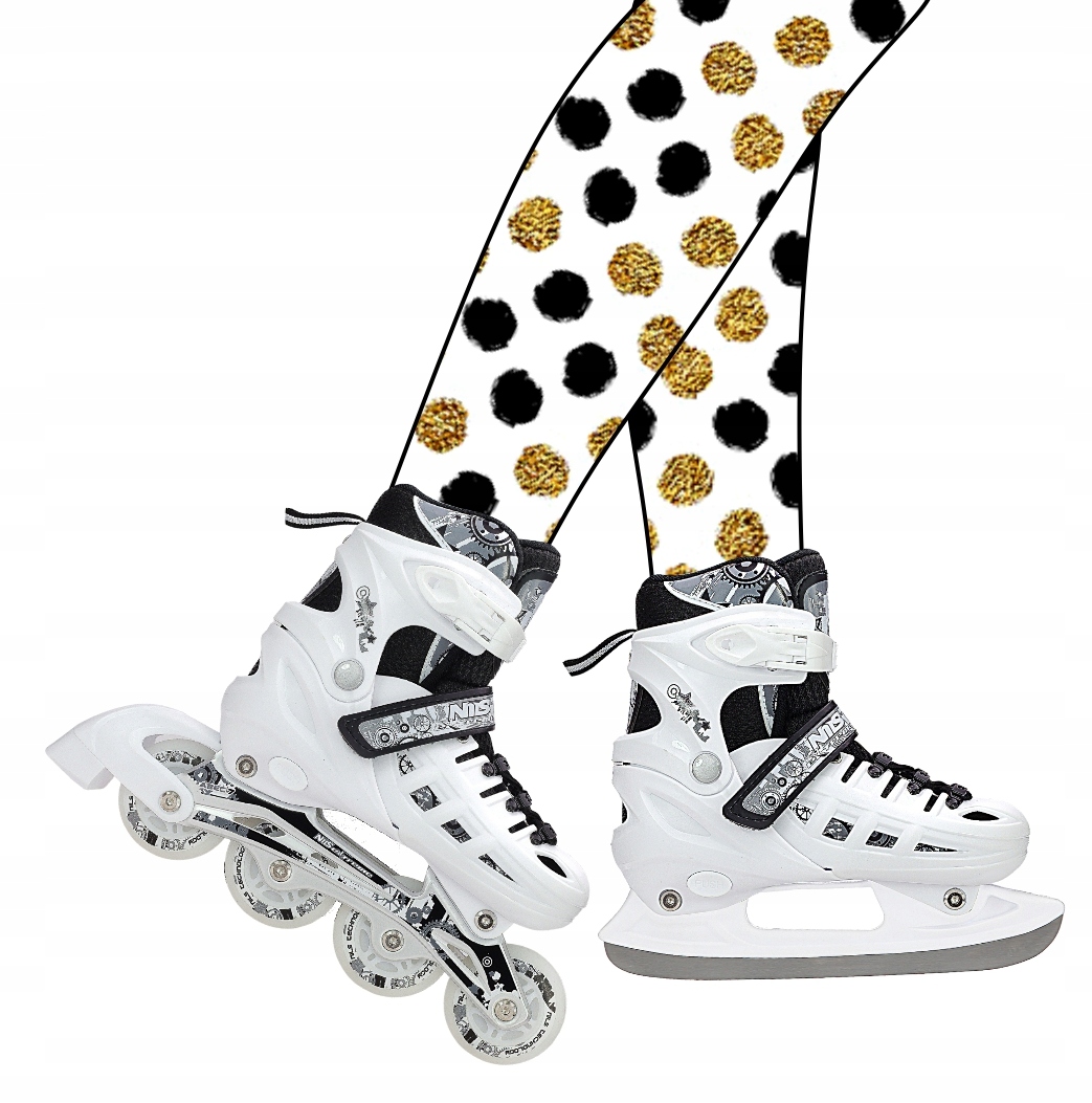 Łyżworolki regulowane 4w1 Rolki Wrotki Łyżwy 31-34 kauczukowe świecące led Model Rolki dla dzieci z kółkami ledowymi 4w1 Łyżworolki