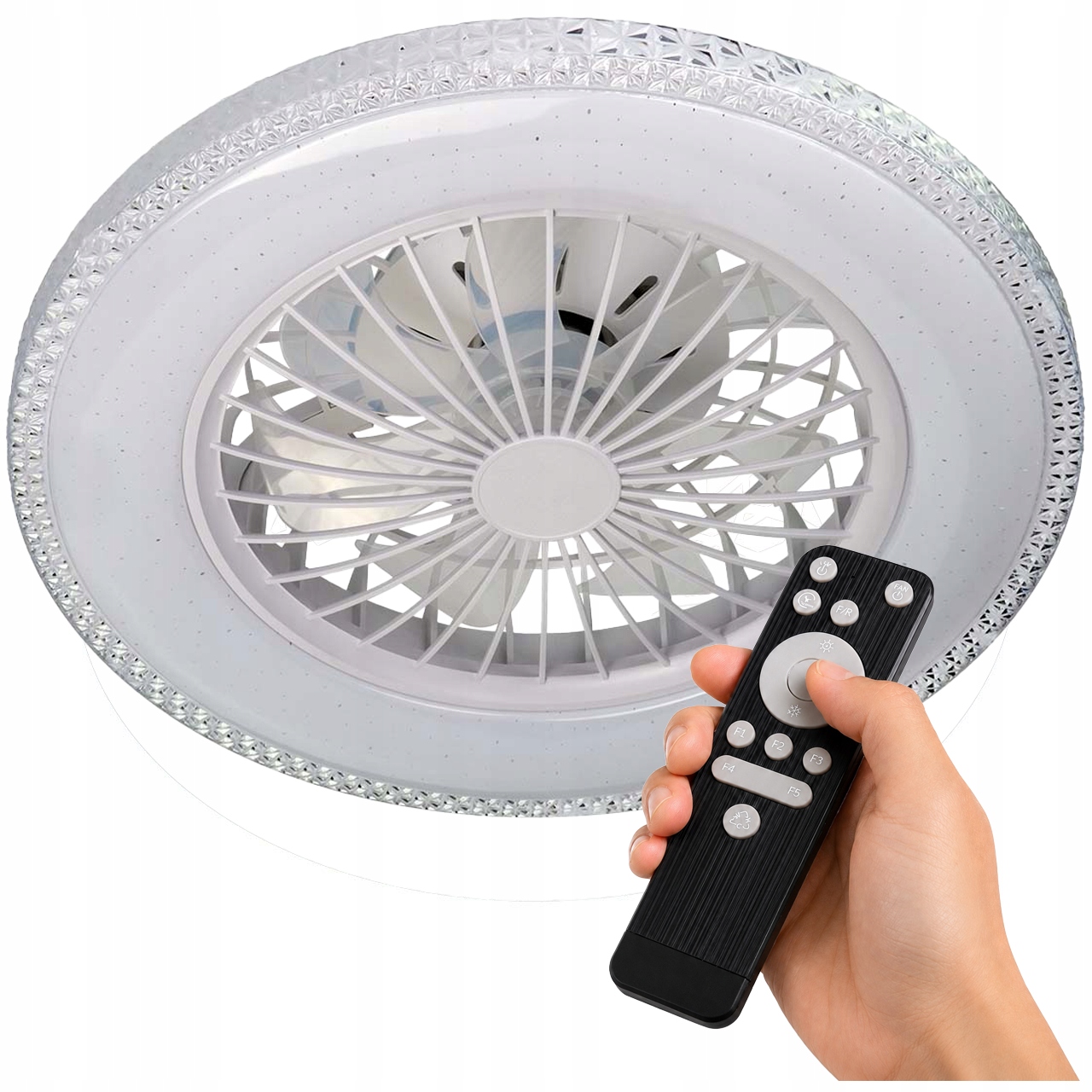 Żyrandol wentylator sufit lampa Led 63W Cct pamięć barwy pilot efekt gwiazd