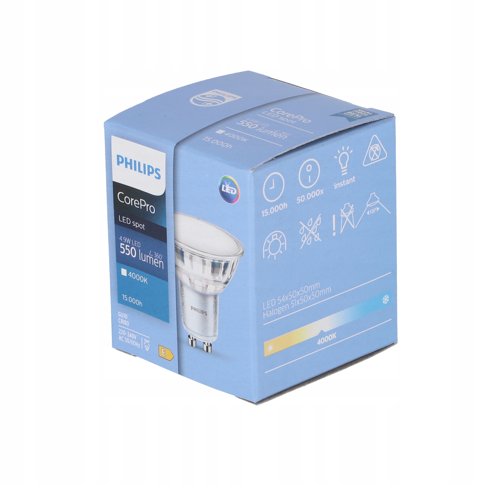 ŻARÓWKA LED GU10 4,9W 4000K neutralna biała 120° 550lm PHILIPS Stan opakowania oryginalne