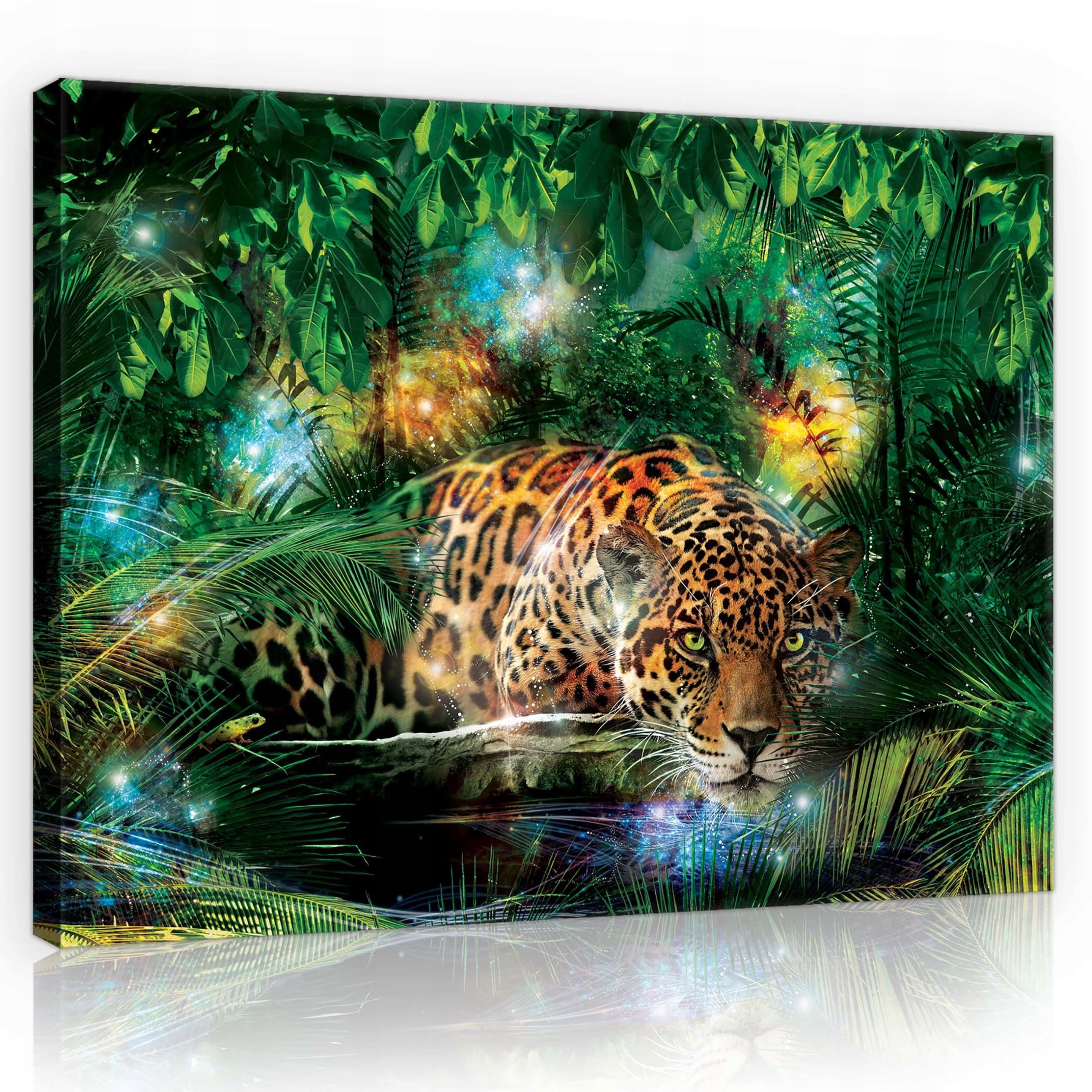 Obraz 100x75 Divoký pohled Realistický jaguár do moderního obývacího pokoje