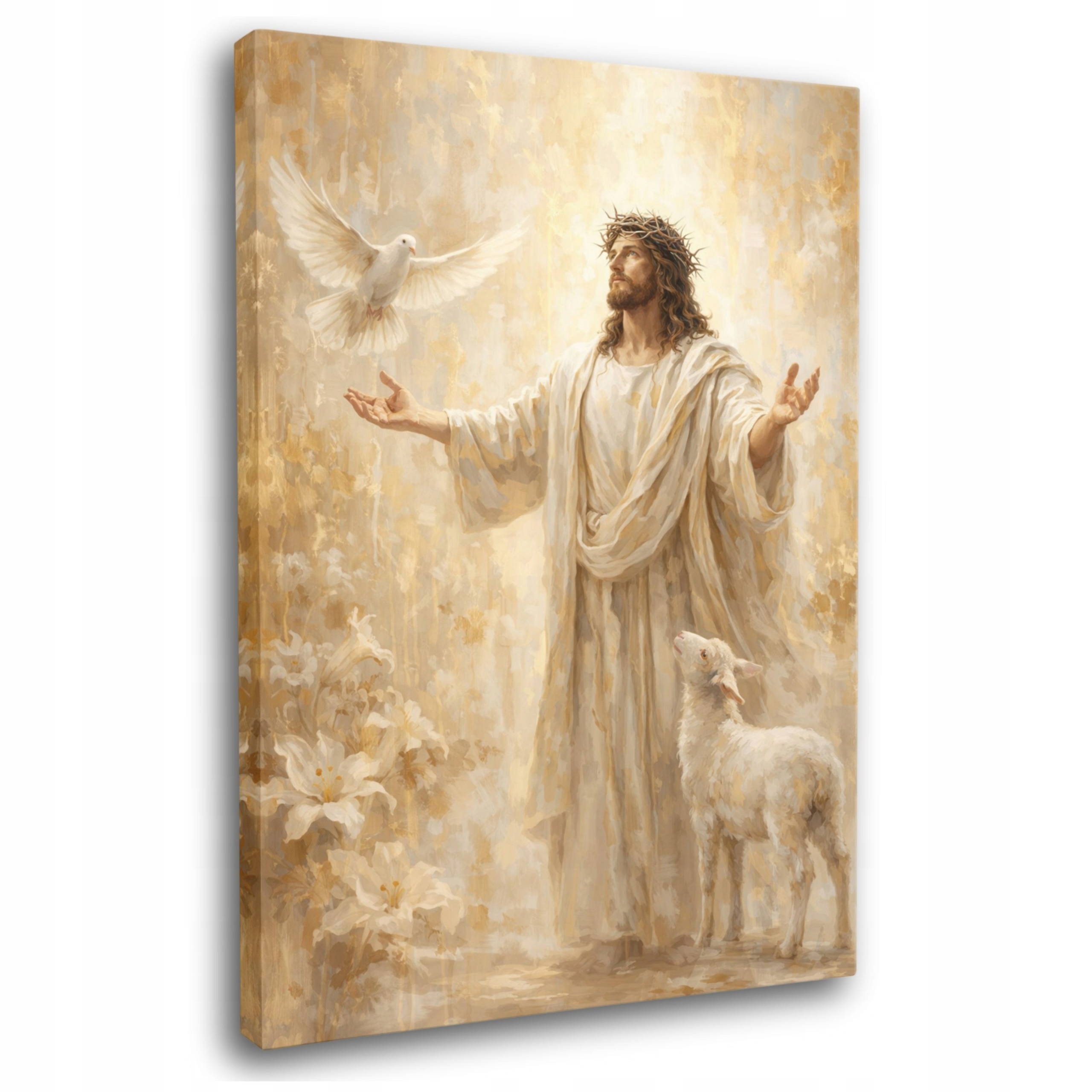 Obraz Jezus z Gołębiem 40x60 Obrazy na Płótnie na Ścianę na Komunię