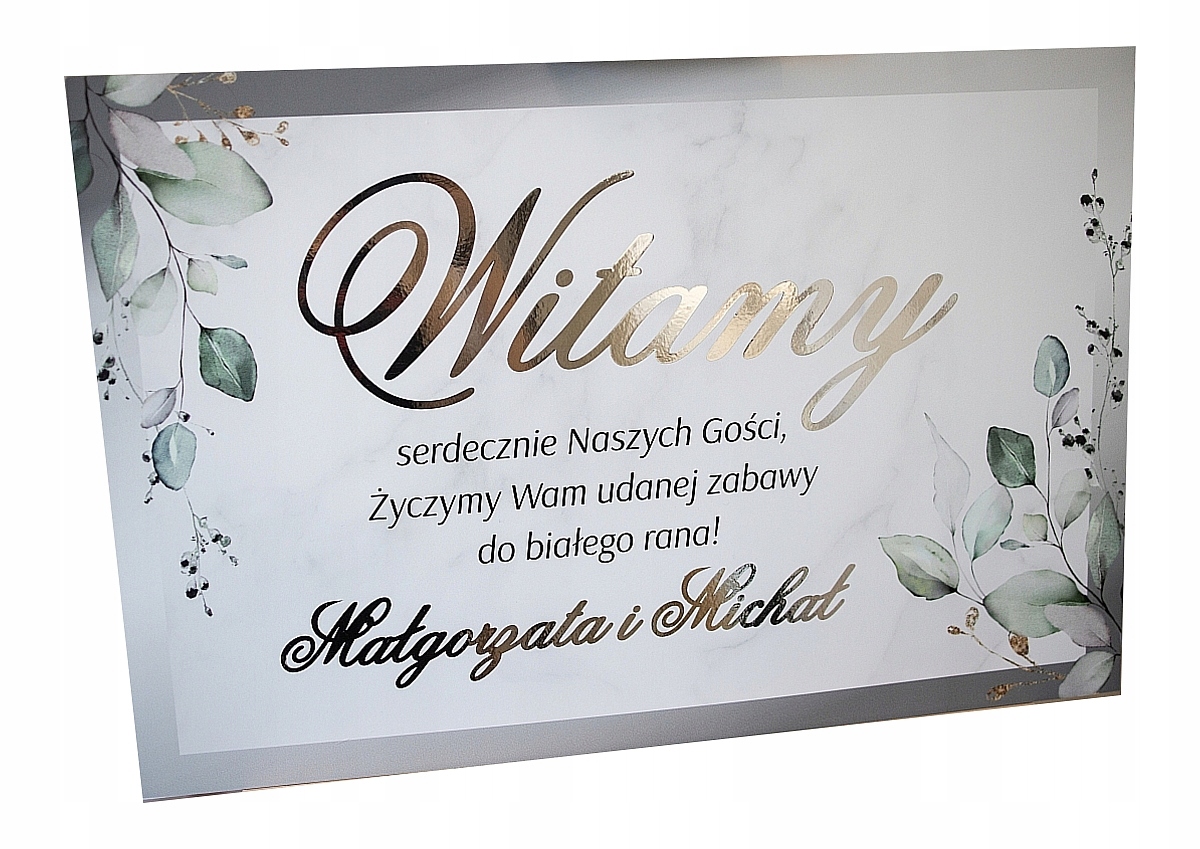 

Tablica weselna Witamy Gości 70x50cm złota srebrna