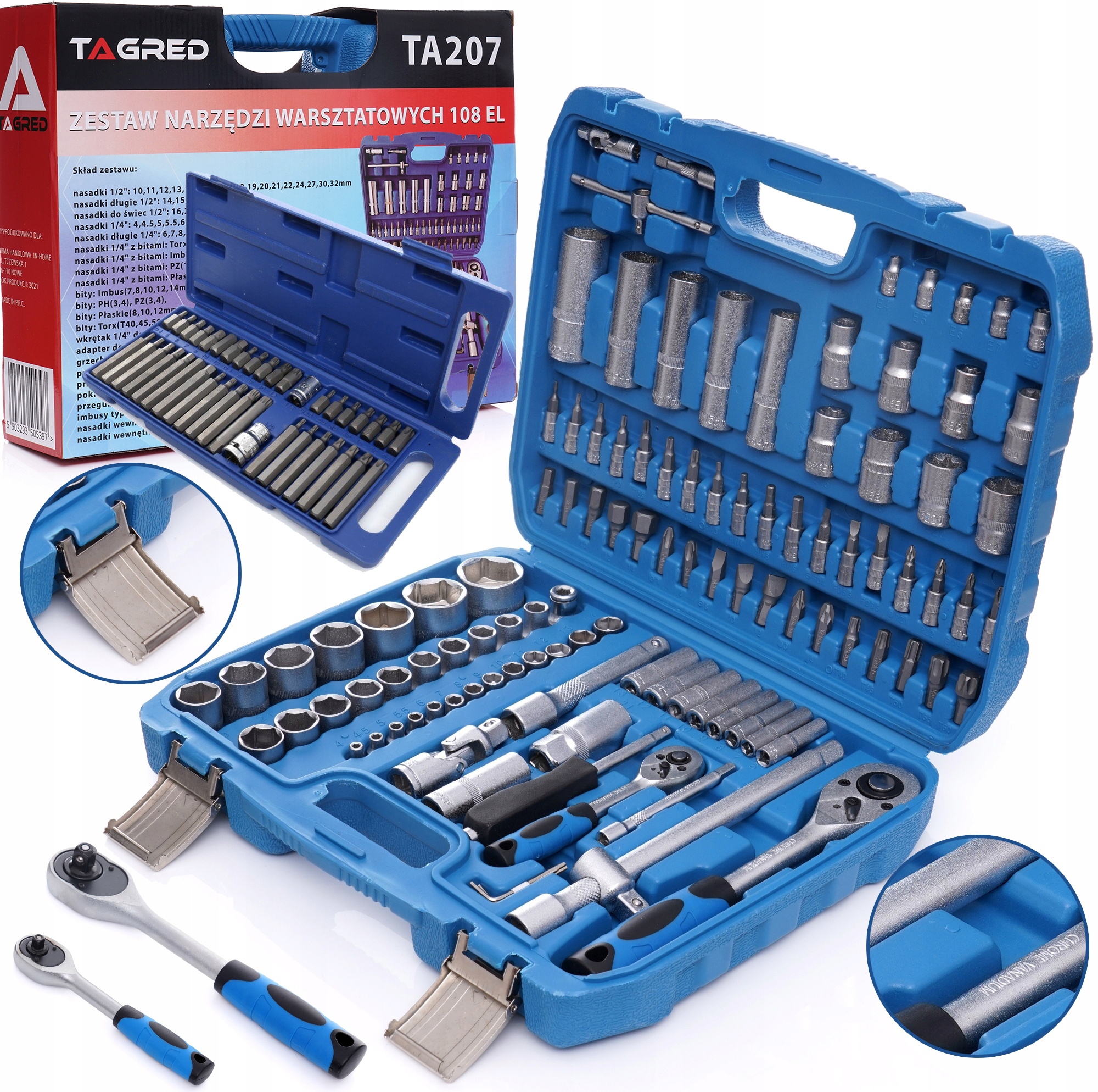 

Zestaw Kluczy Klucze Nasadowe Torx Tagred 108 + 40