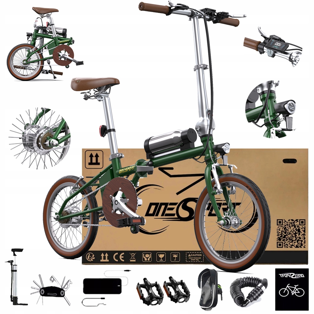 Rower elektryczny Miasto Składany Onesport OT02 250W 36V 5.2AH 25KM/H 16"PL