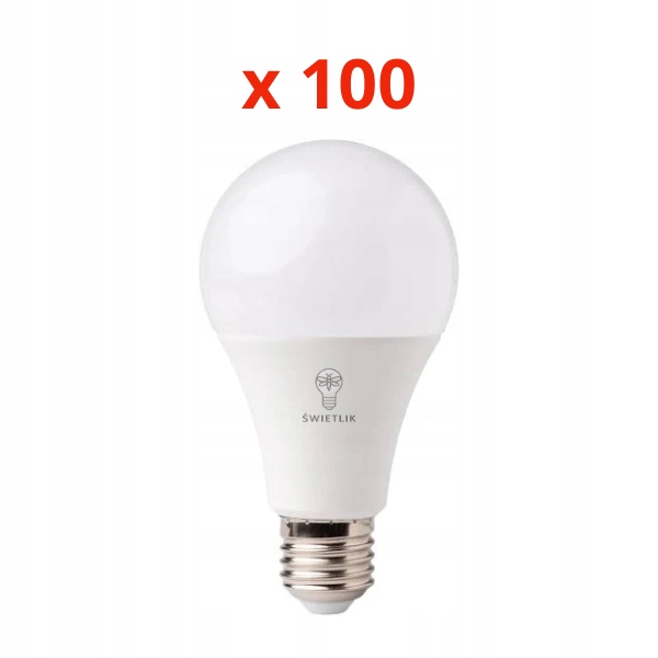 Sada 100 kusov Led žiaroviek A60 E27 10W Farba Biela Studená