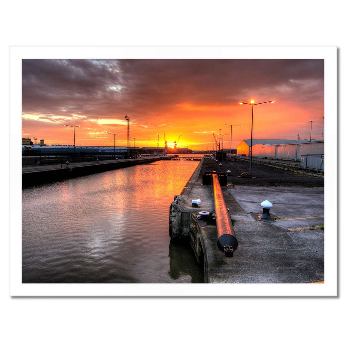Plakáty v rámu 40x30 Port Hull v Anglii při západu slunce