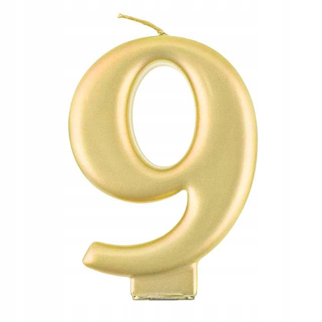 

Świeczka cyferka 9 złota Urodzinowa na tort