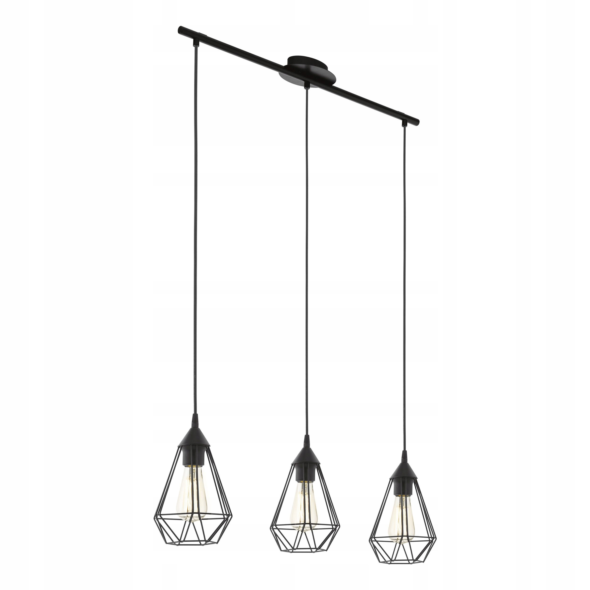 Závěsná lampa černá kovová loft 80 cm 3x E27 Eglo Tarbes