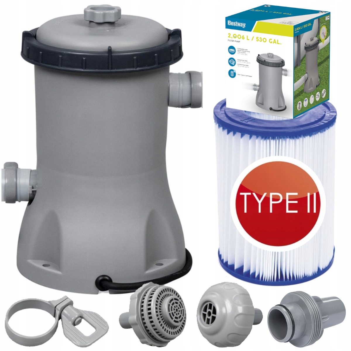 Filtrační čerpadlo pro bazény 2006 l/h, kartušové Bestway 58383 s filtrem