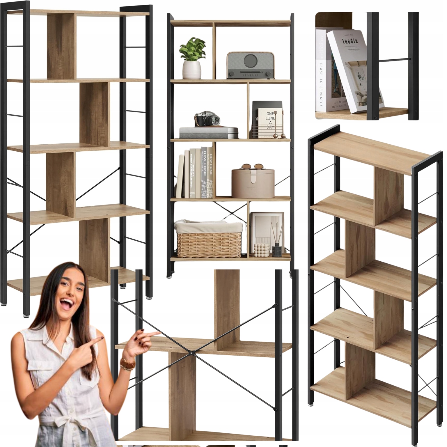 Regál na separátory 5 políc Industriálny Loft Otvorená knižnica