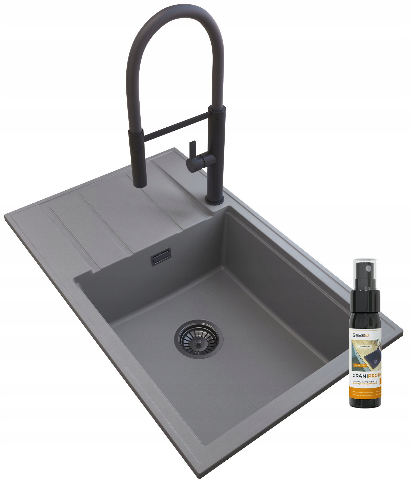 Granitový Drez, Sivý Sifón, Vysoká Batéria Louis