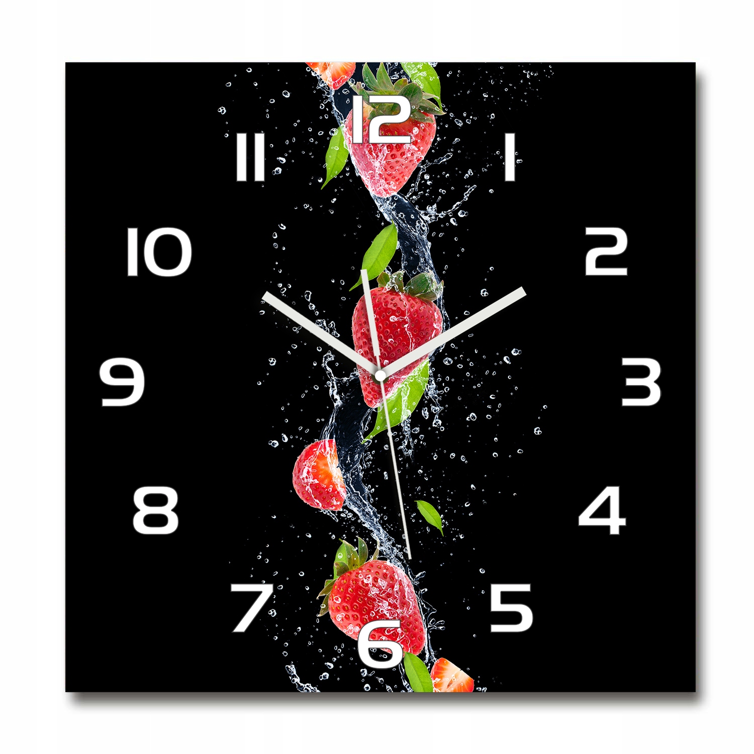 

Duży szklany zegar ścienny Truskawki i woda 60x60