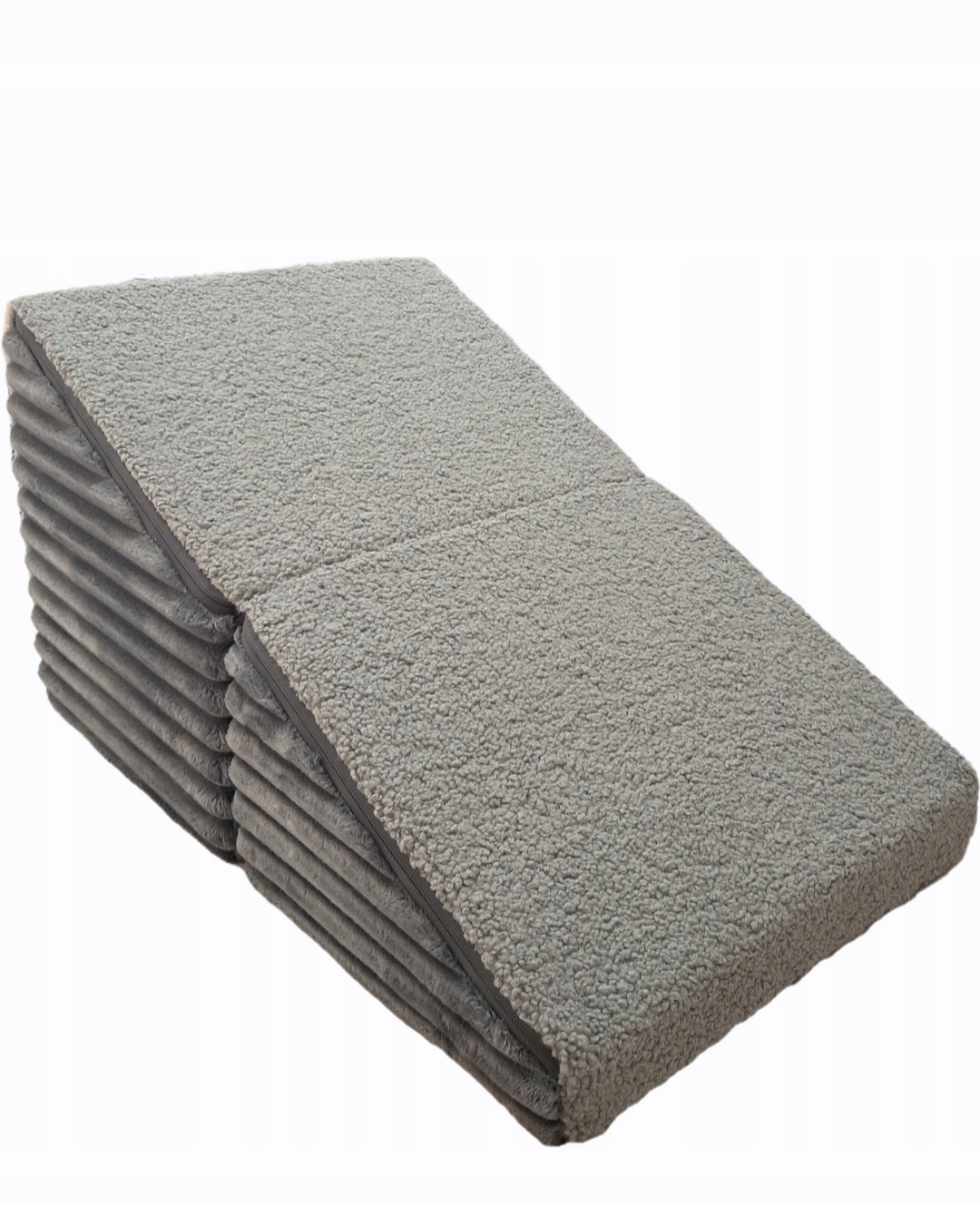 Schody podest dla psa kota 2w1 Pufa Sztruks Grafit+boucle Szara