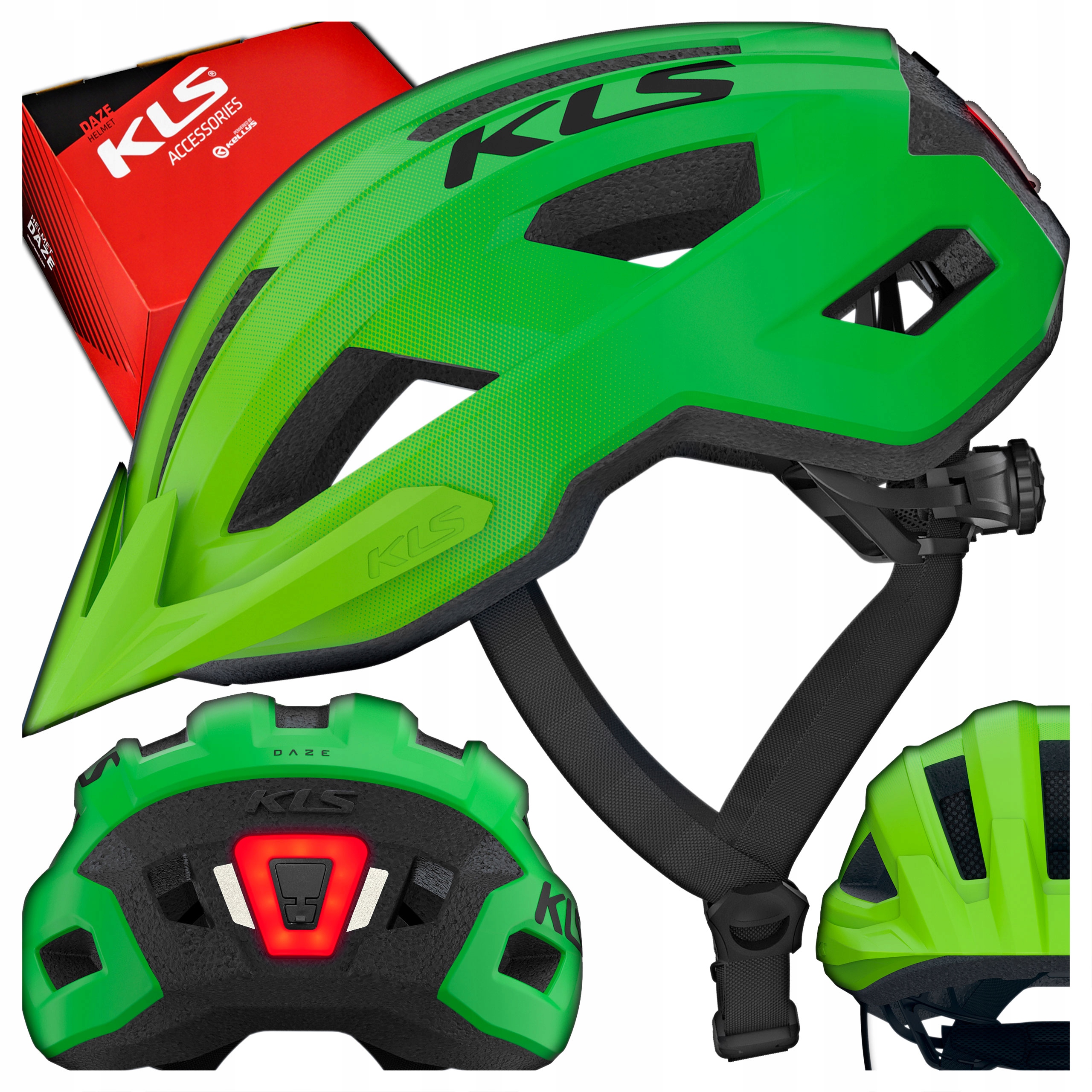 Cyklistická Přilba Kellys Daze Lumio Se Zadním Světlem Zelená, M/L, 55-58 cm