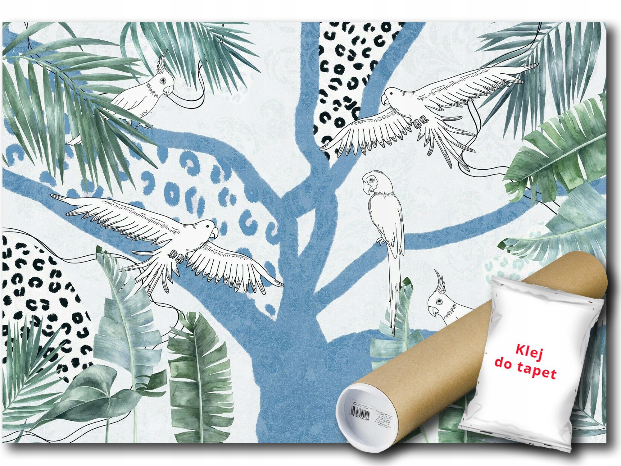 Vinylová Fototapeta Papoušek Listy Tečky 368x254