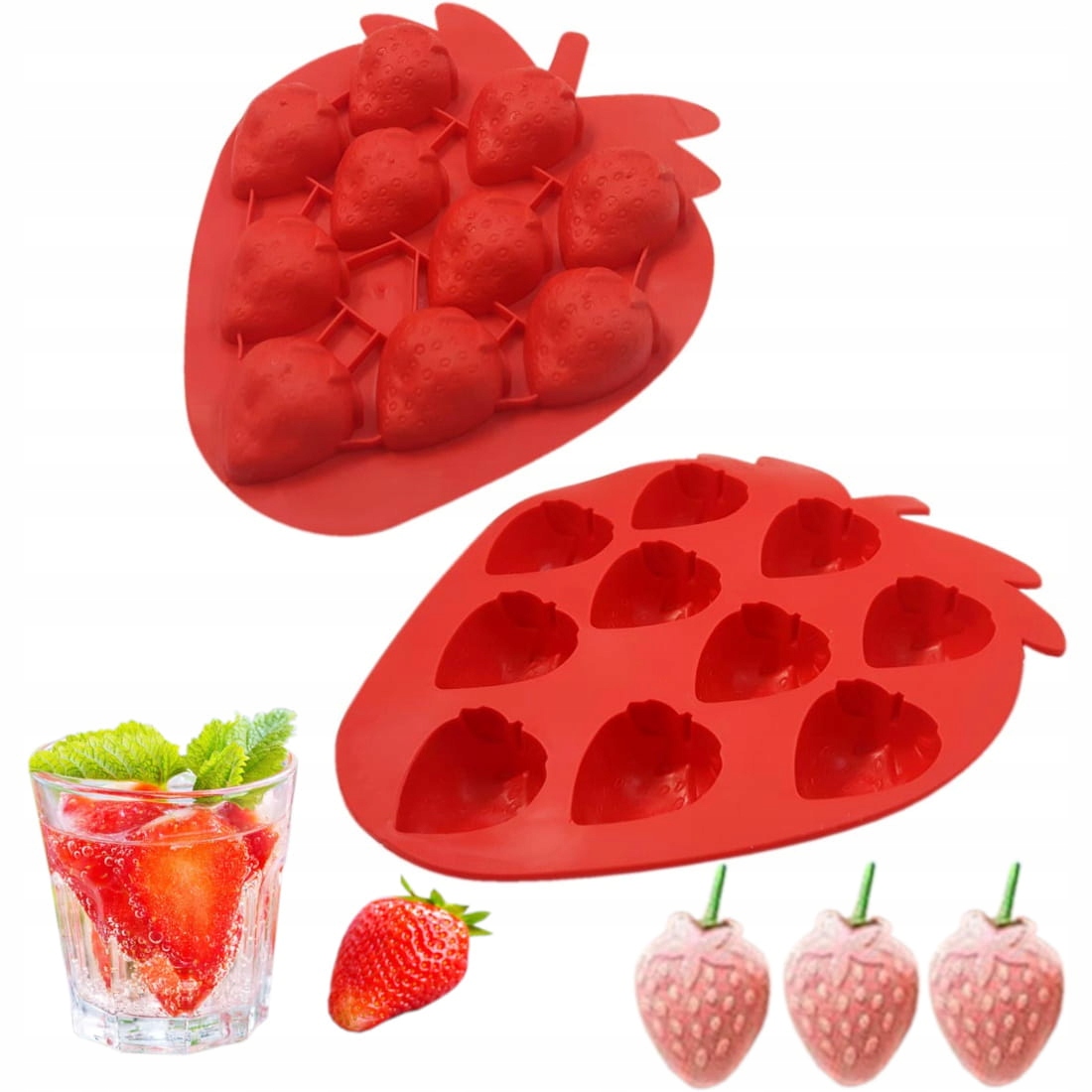 

Silikonowe foremki do lodu Truskawki Czerwone