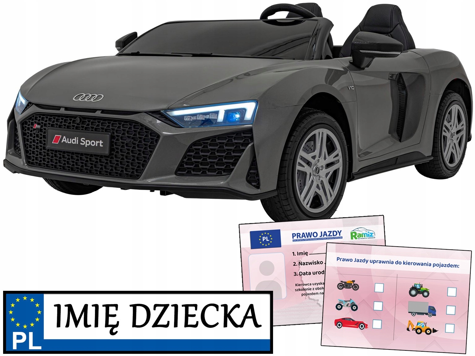 samochodzik na akumulator Audi Spyder R8 Lift pojazd elektryczny na pilota