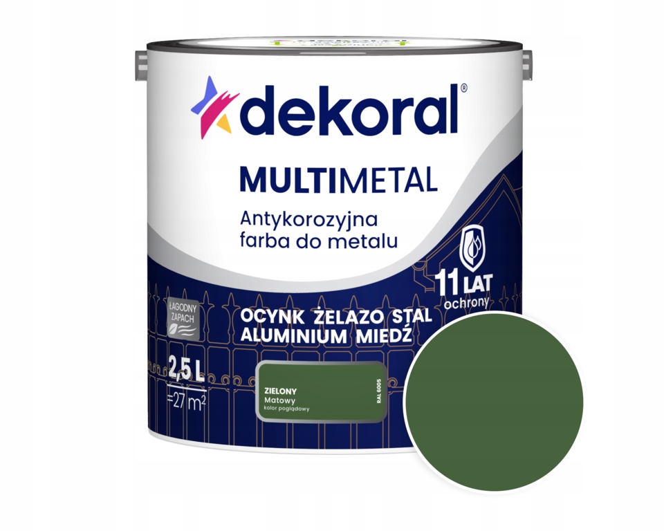 Antykorozyjna Farba Do Metalu Dekoral Multimetal Zielony Mat 2,5L