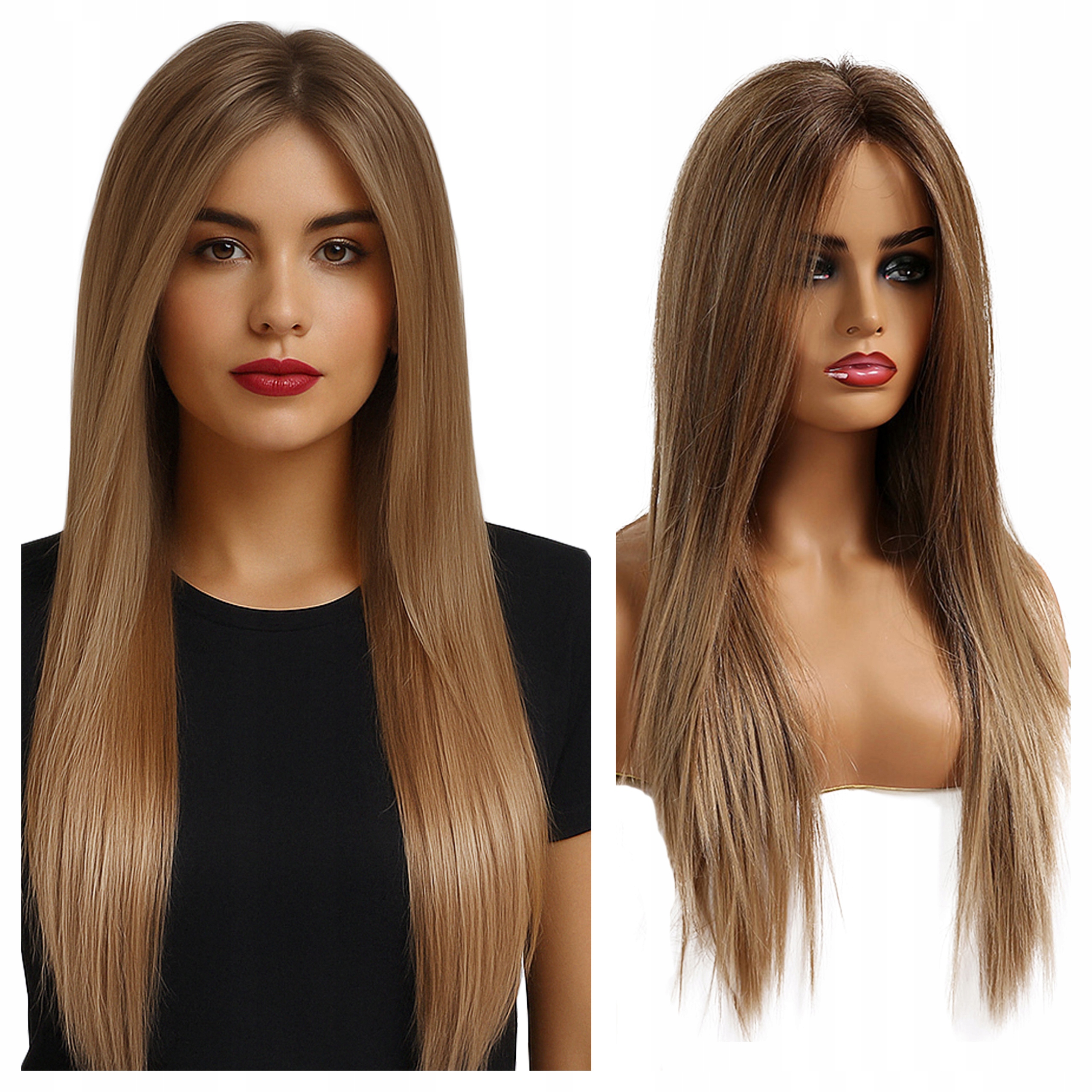 Peruka brąz blond włosy Jak Naturalne lace front