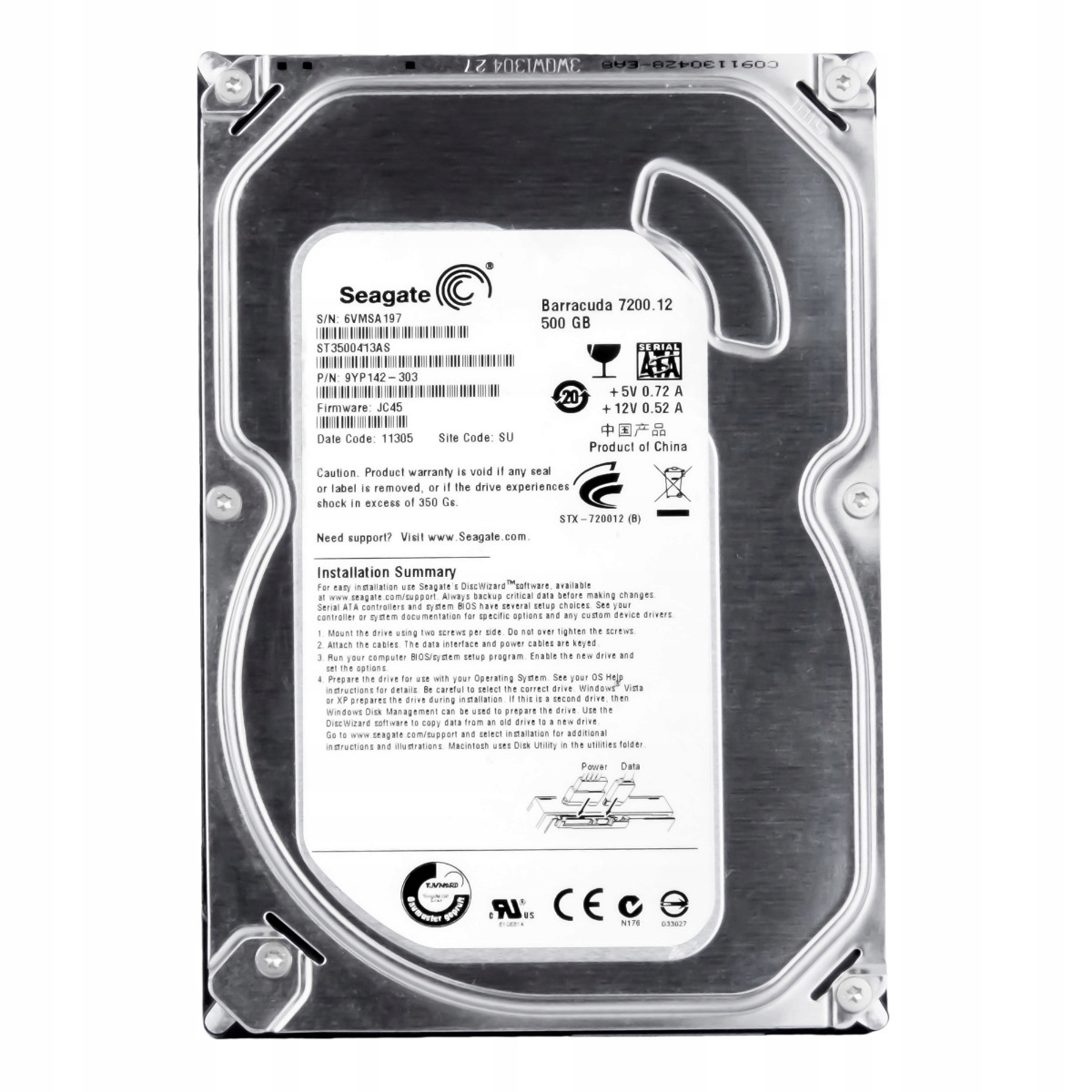 Seagate Barracuda 7200.12 500GB 7.2k 16MB Sata III 3.5'' ST3500413AS
