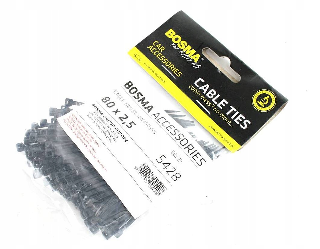 Opaski Zaciskowe Bosma kablowe, Trytki 80 x 2,5mm 100szt. Czarne