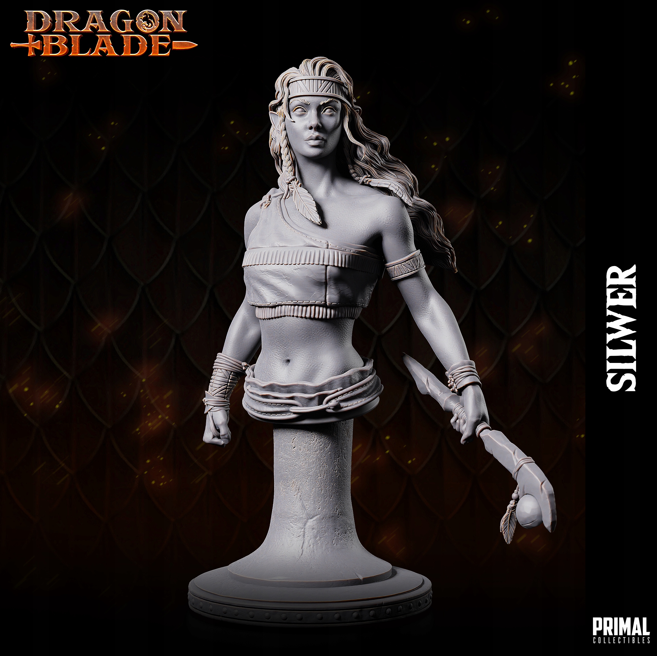 Elf Dragon Stříbrná busta Primal Collectibles
