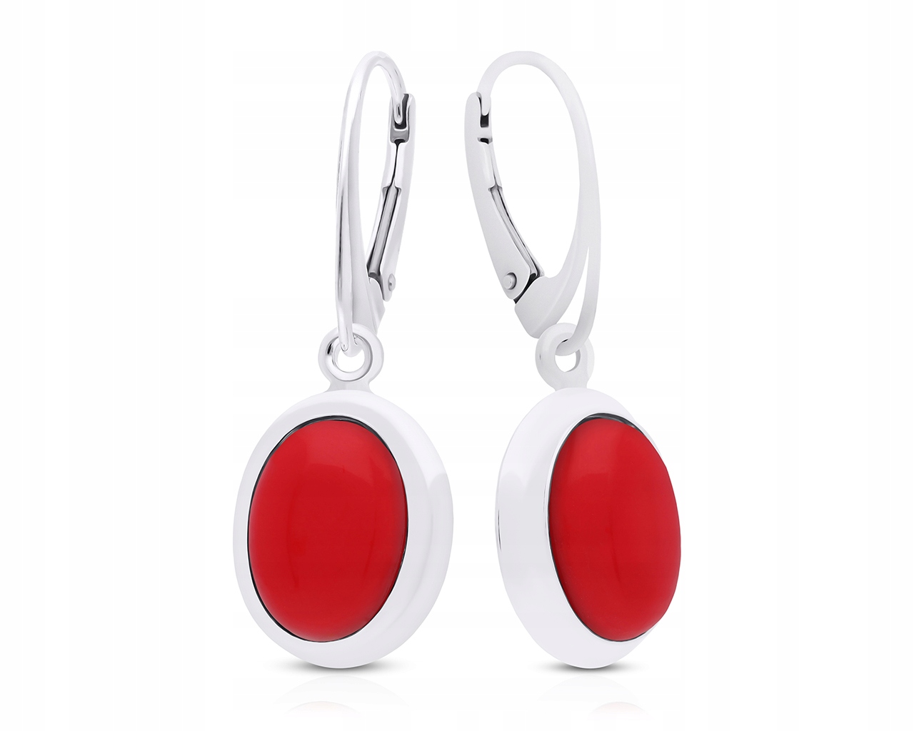 Dámské dlouhé Stříbrné Náušnice ryzost 925 s červeným korálem