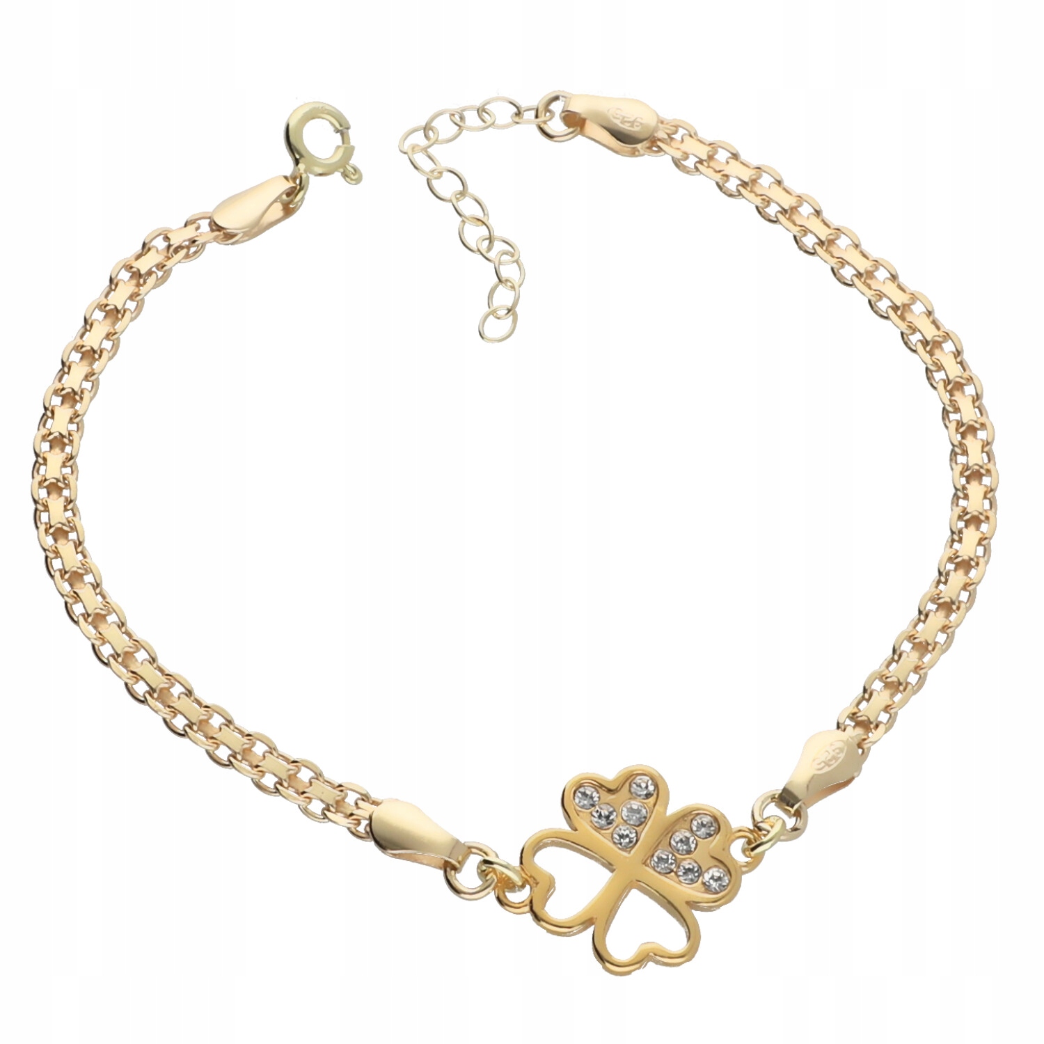 

Złota bransoletka Koniczynka kr. Swarovski