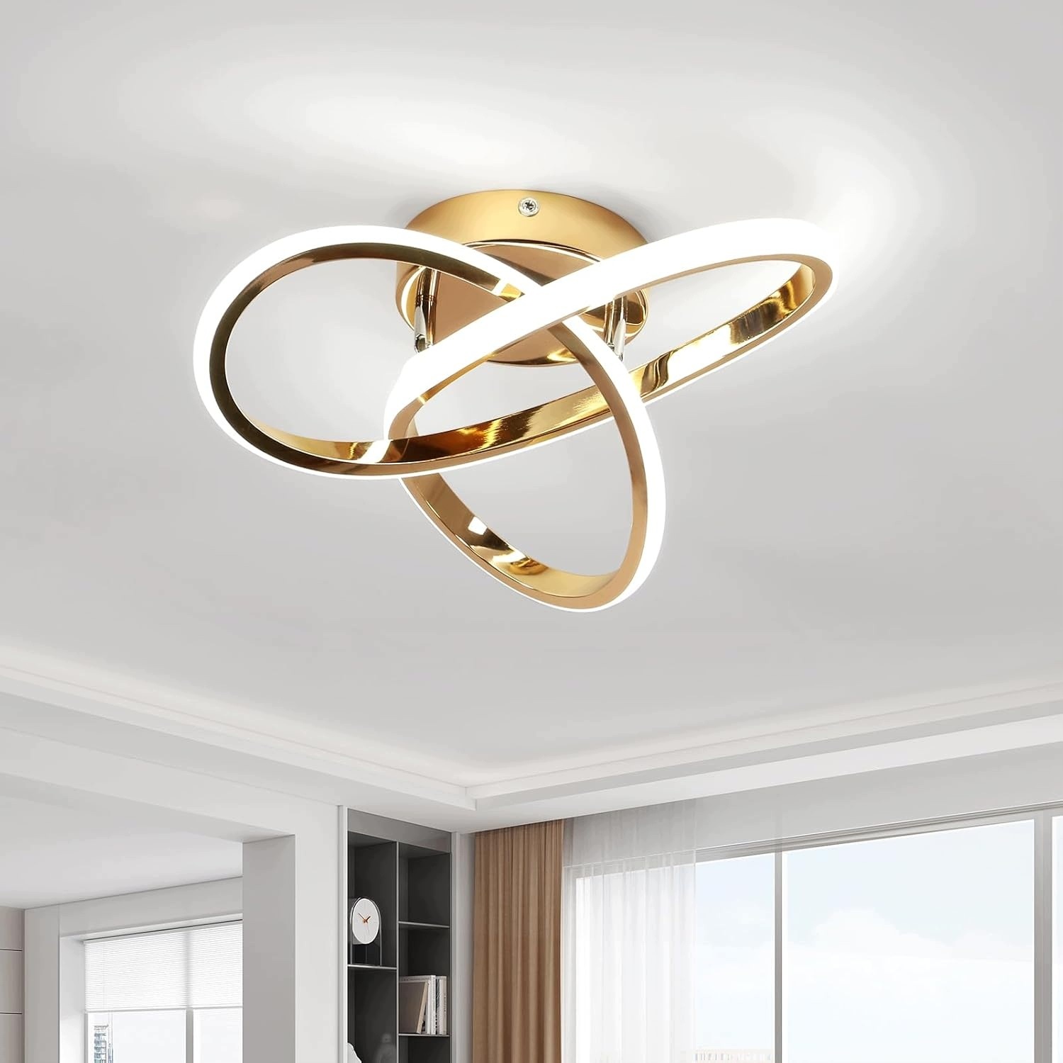 Stropní svítidlo zlaté Led lustr závěsné moderní do obývacího pokoje 30W 6500K