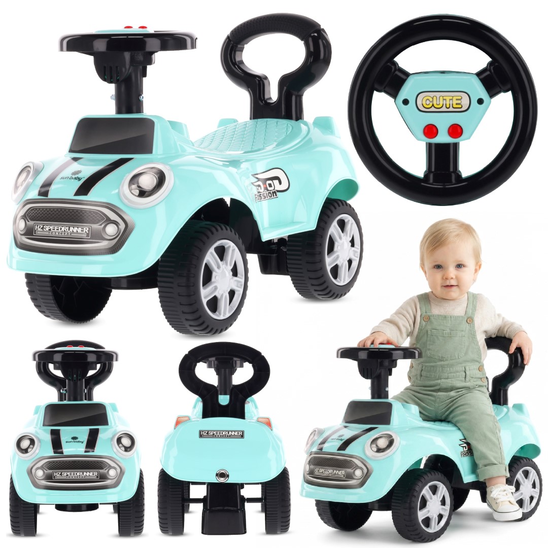 Jeździk samochód auto pchacz Sun Baby dla dzieci Go Go Fassion miętowy