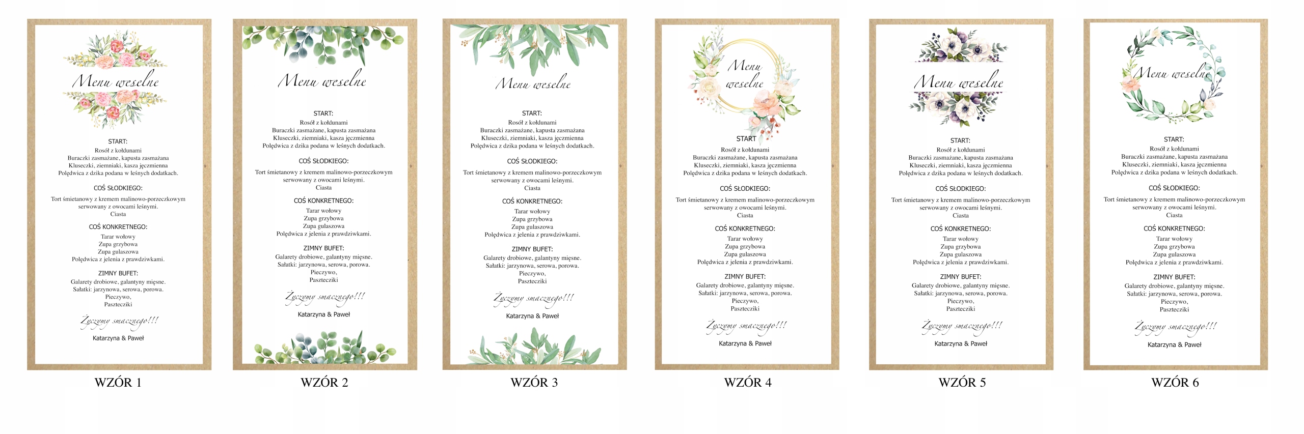 MENU WESELNE Marka inna