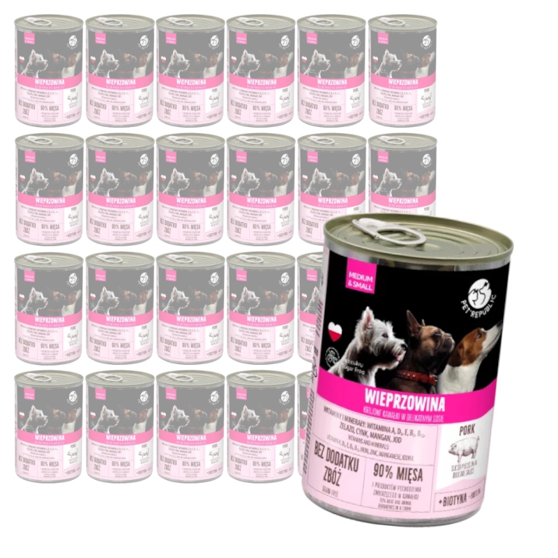 PetRepublic 24x400g Vlhké Krmivo pro psy Kousky vepřového masa v omáčce