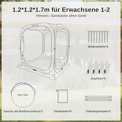 EAST OAK Namiot Pop Up 1-2 Osoby Składany Wodoodporny UV Ochrona — miniatura 7