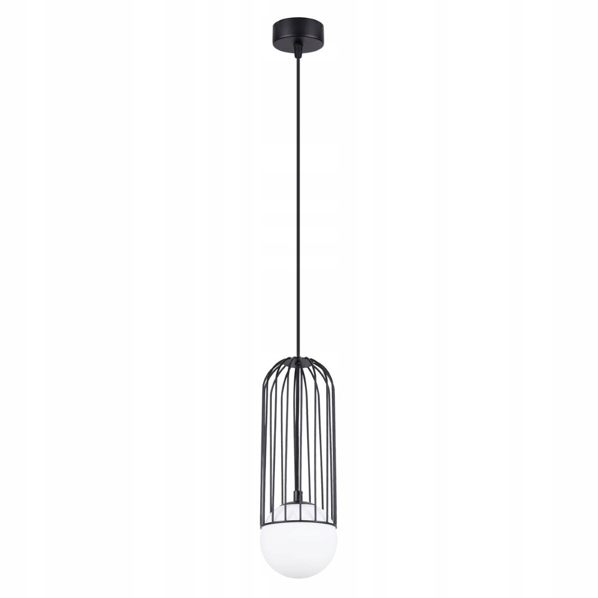 Sollux Závěsná lampa černá kovová skleněná bílá koule do obývacího pokoje ložnice