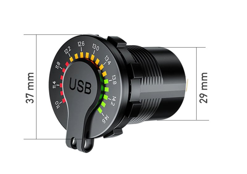 ŁADOWARKA SAMOCHODOWA USB QC 12V 24V MIERNIK WOLTOMIERZ LED DO ZABUDOWY EAN (GTIN) 5906288906438