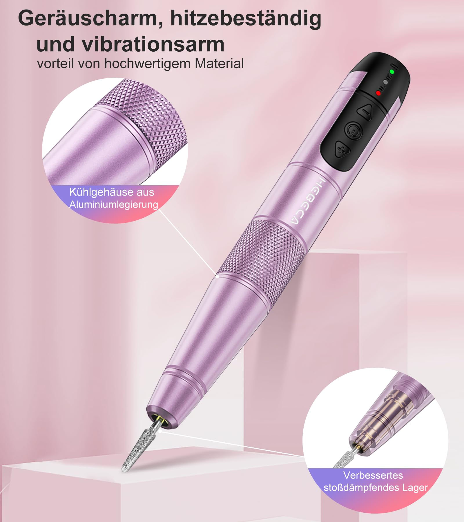 HEBECA Bezprzewodowa Frezarka Do Paznokci 20000 RPM Zestaw Manicure — miniatura 5