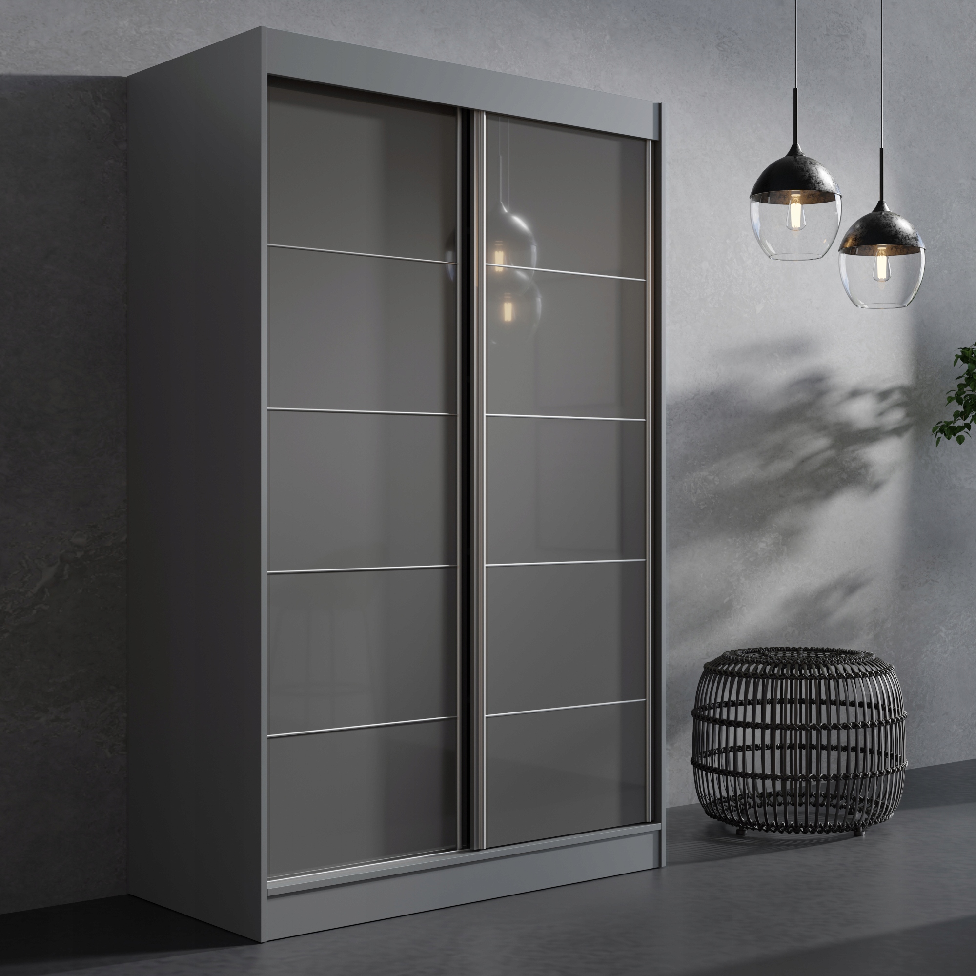 Szafa przesuwna Como 2D 120 Szara (lacobel)