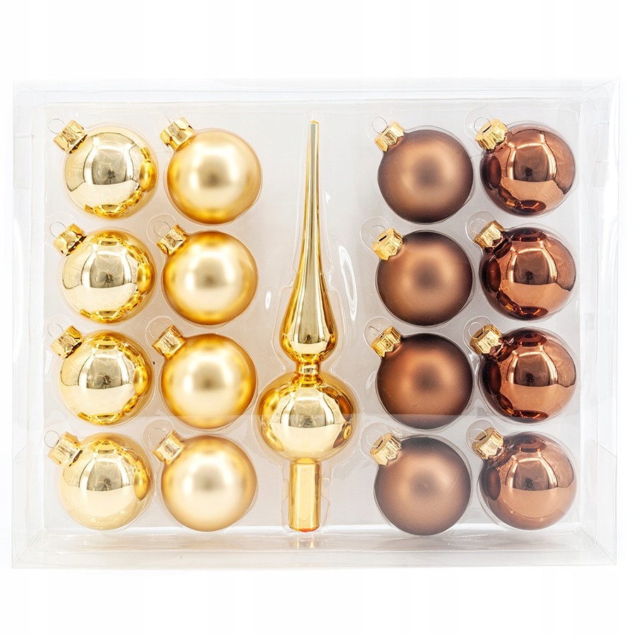 

Zestaw bombek choinkowych 16szt szpic złoty brąz