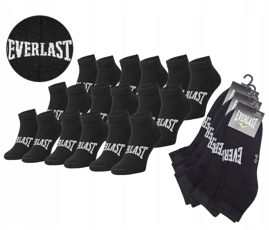 EVERLAST ponožky členky quarter 9PAK veľ. 39/42 čierne