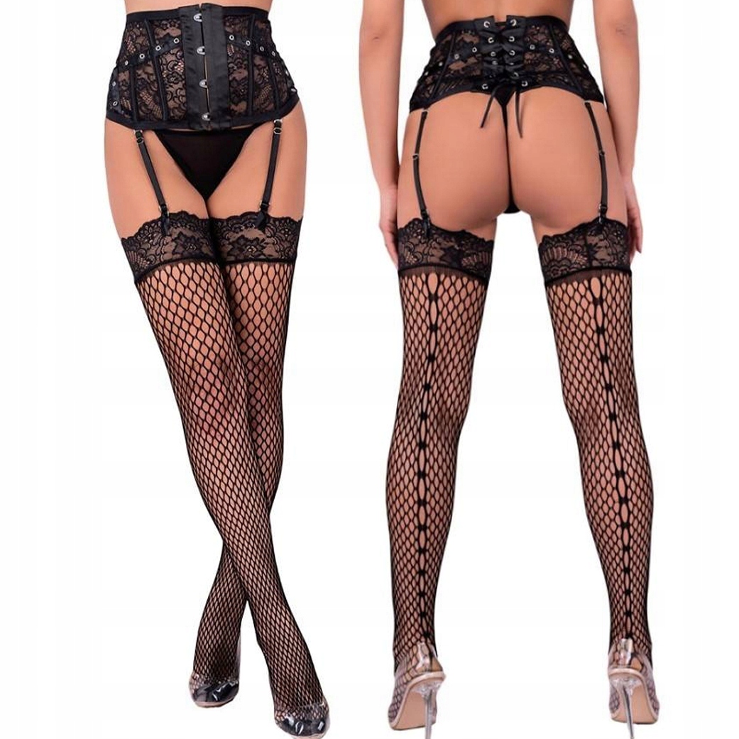 Smyslný černý korzetový pásek na punčochy Jelly LivCo Corsetti L/XL