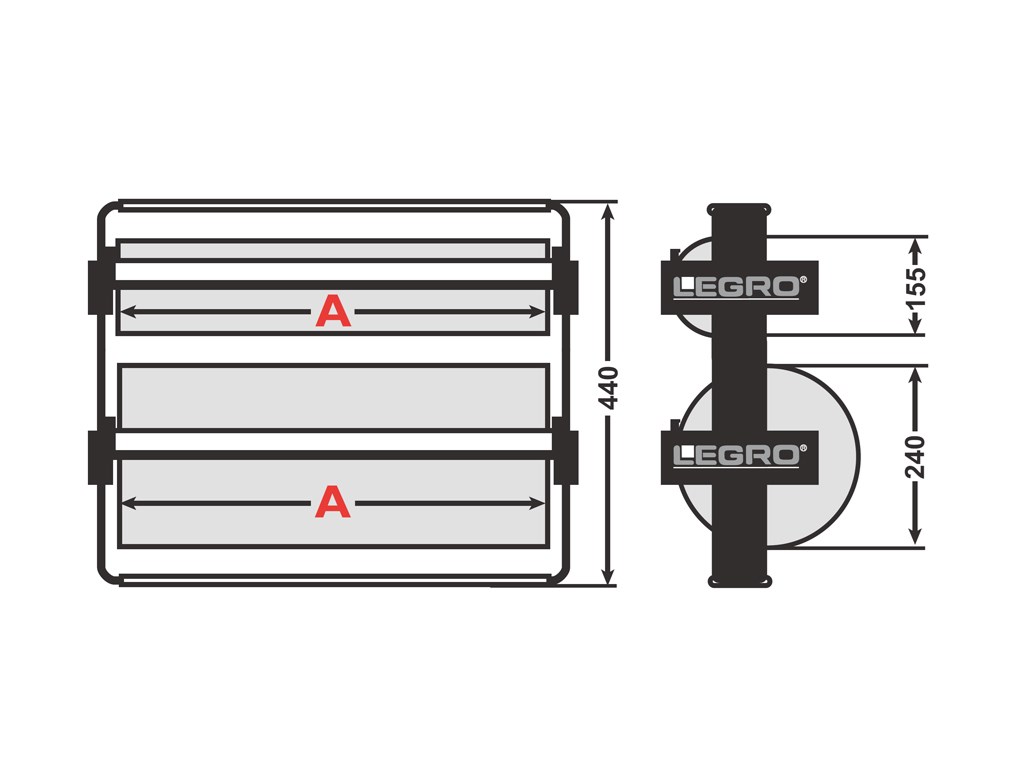 DYSPENSER DO PAPIERU PAKOWEGO PODWÓJNY 60CM LEGRO Maksymalna szerokość taśmy 600 mm