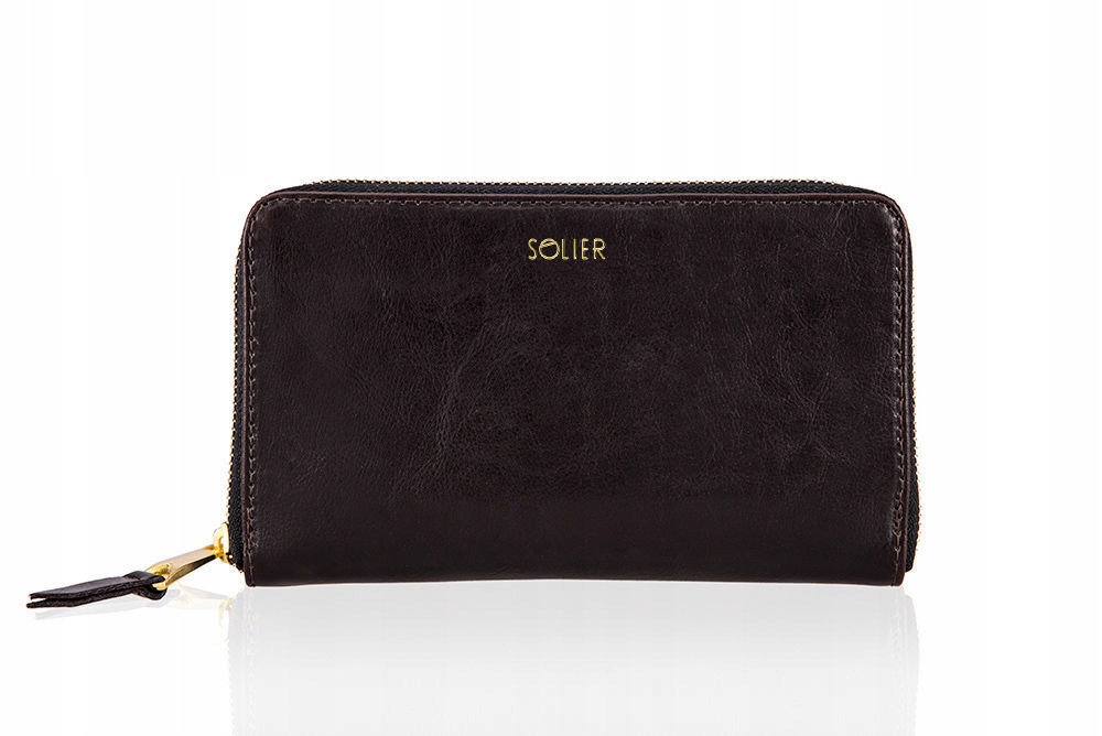 

Skórzany portfel Damski duży portmonetka Solier
