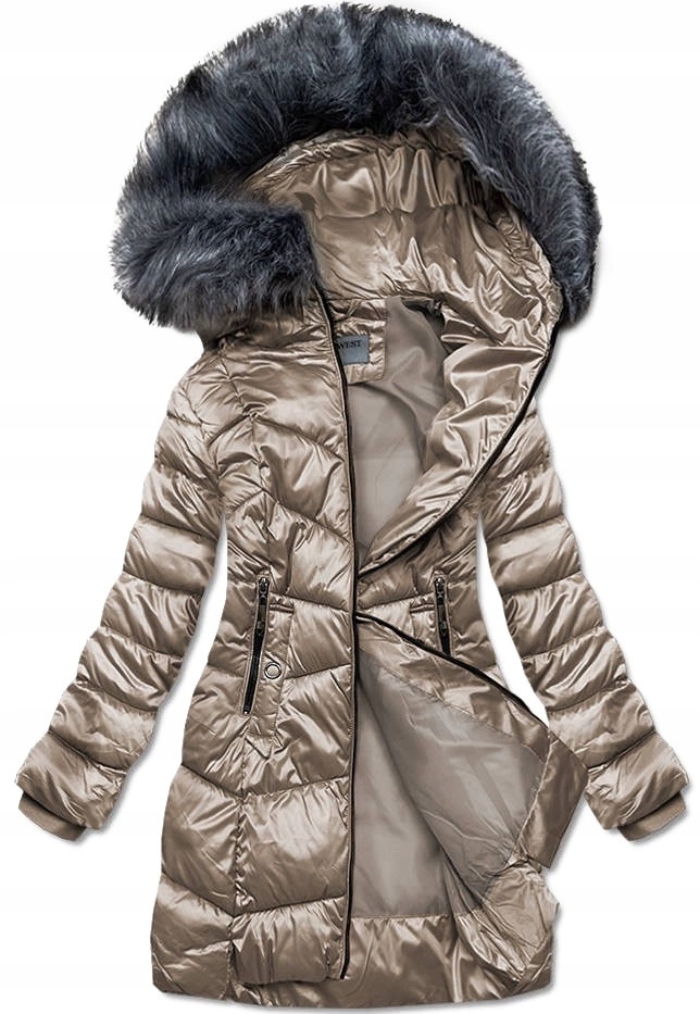 Zimní Bunda S Kapucí B8072 Béžová M (38)