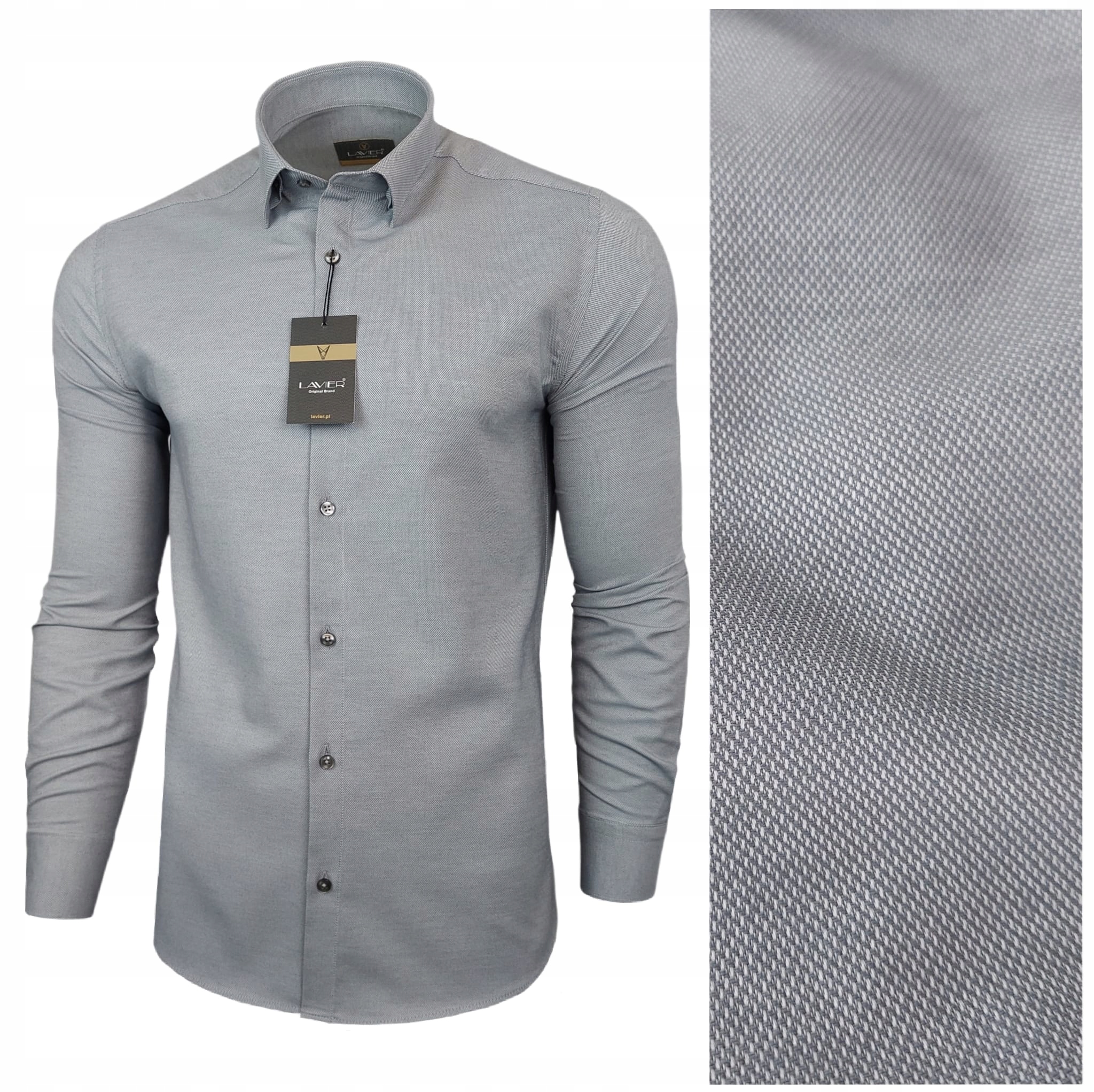 Pánská šedá košile Oxford Lavier – elegantní klasická bavlna vel. M