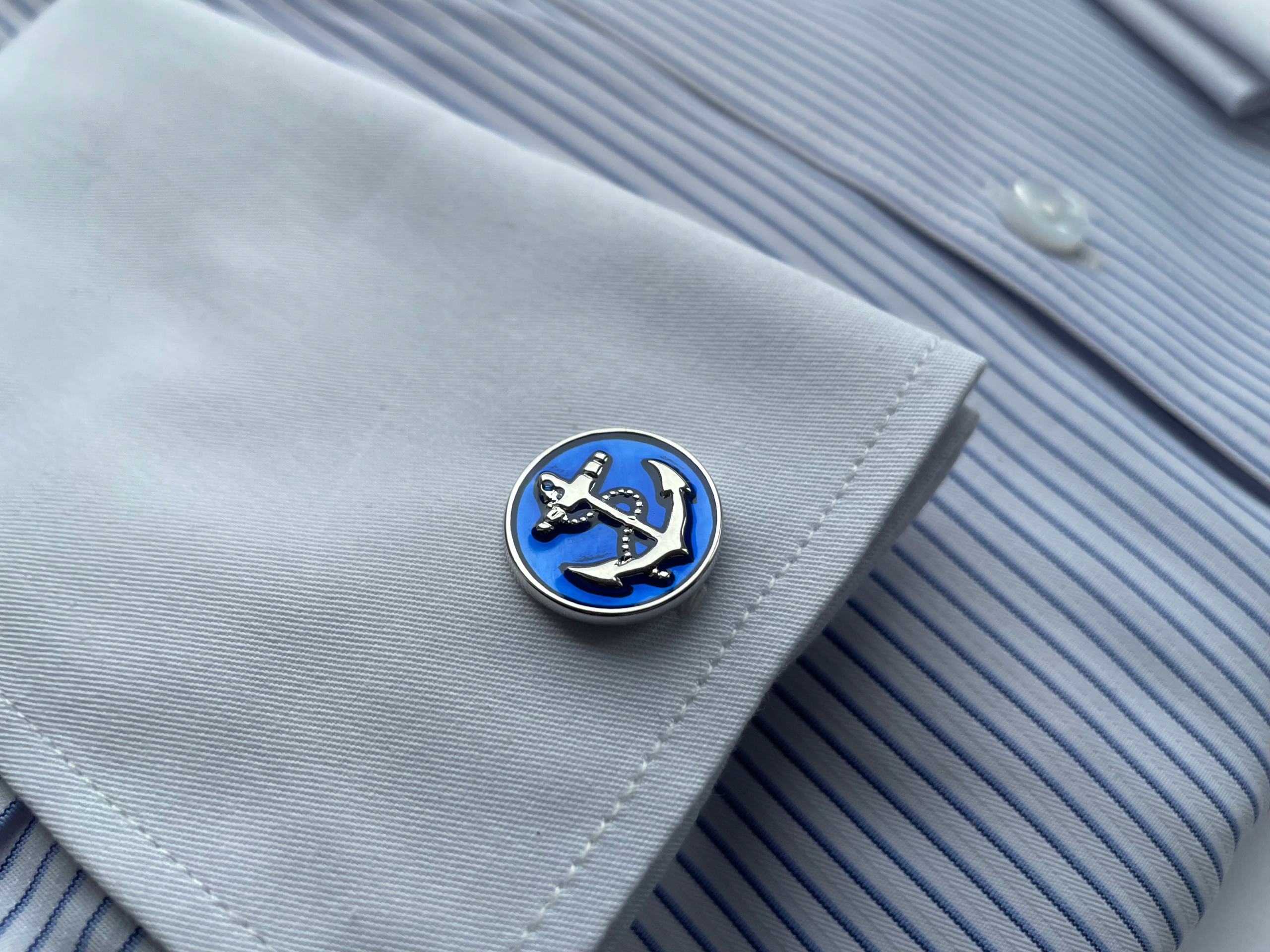 Manžetové knoflíčky Exc Plachetní kotva Kotvy Modré Kapitánské