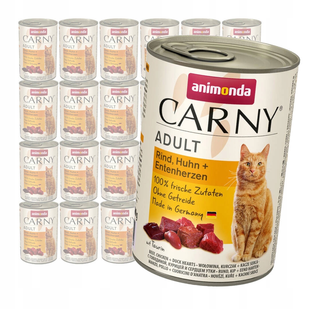 Levně Animonda Carny Adult 24x400g Krmivo Pro Kočky Hovězí kuře Kachní srdce
