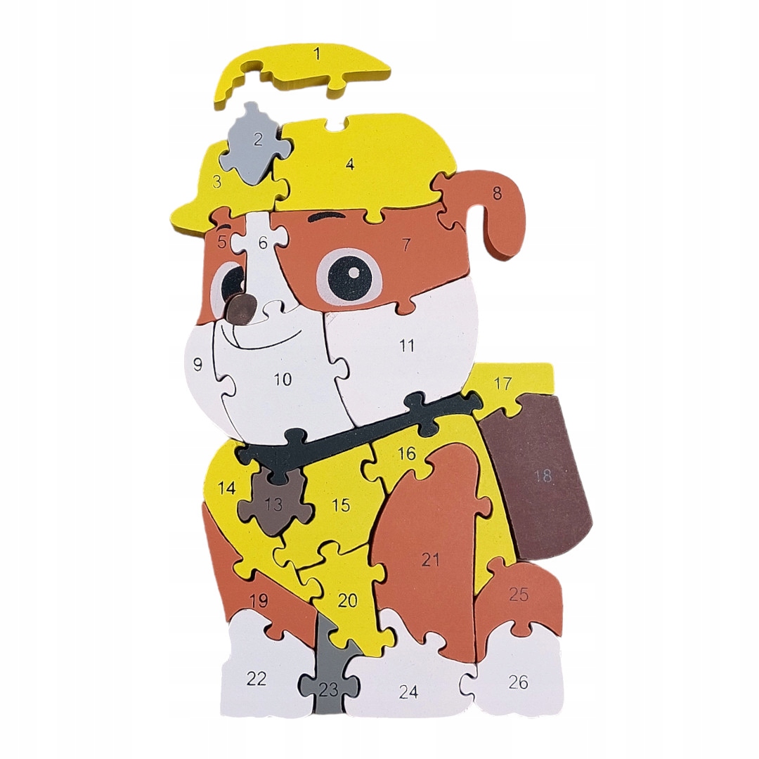 PSI PATROL PUZZLE PUZLE EDUKACYJNE DREWNIANE LITERKI I CYFERKI RUBBLE Marka inna