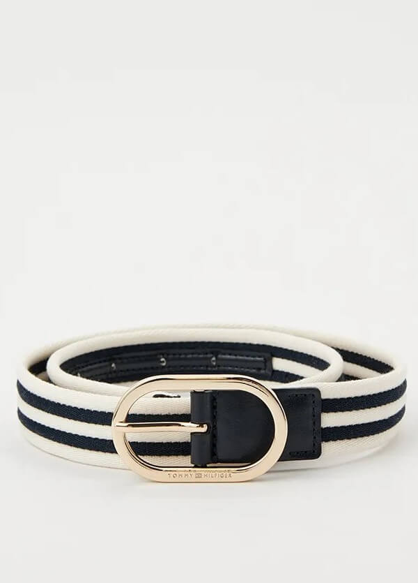Tommy Hilfiger Chic Webbing pásek v barvě ecru, velikost M (85)