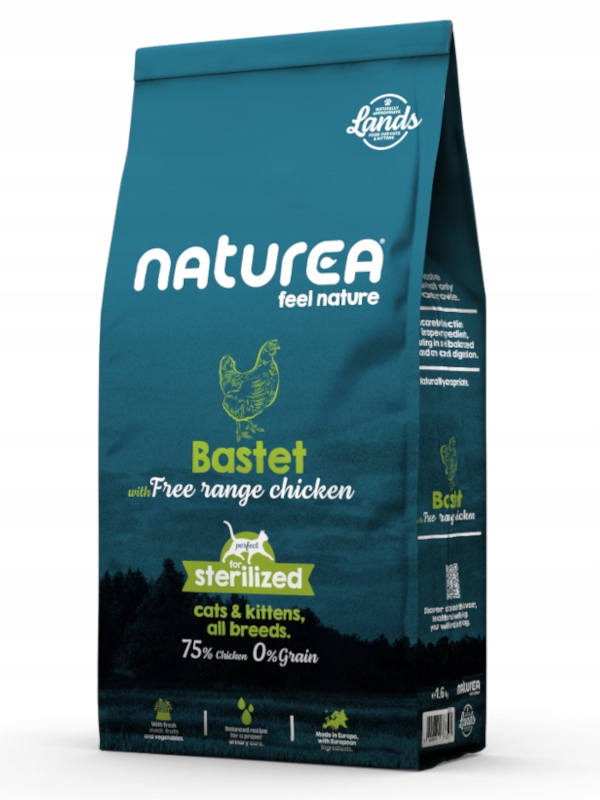 Naturea Lands Bastet dla kociąt i kotów sterylizowanych, 1,6 kg